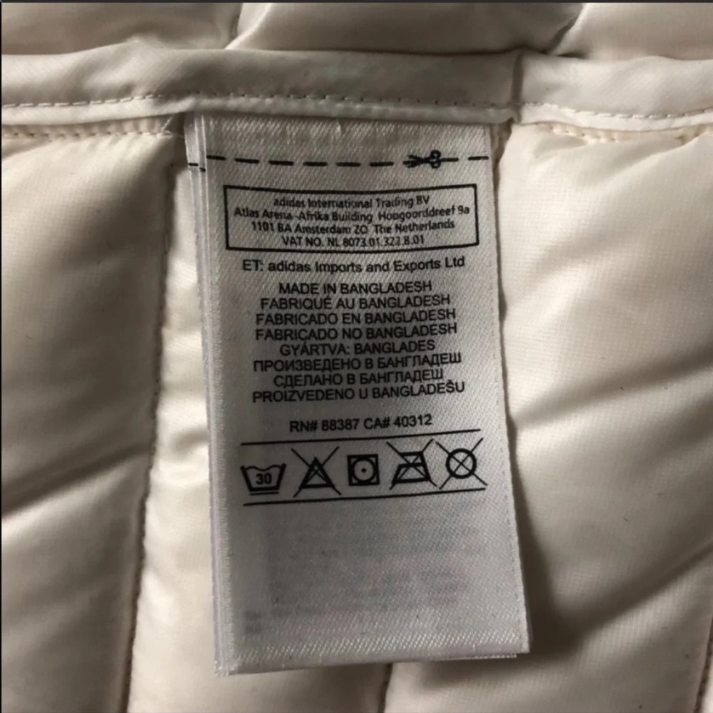 NWT Adidas White Down Puffer Jacket Small - Sample - Picture 12 of 15